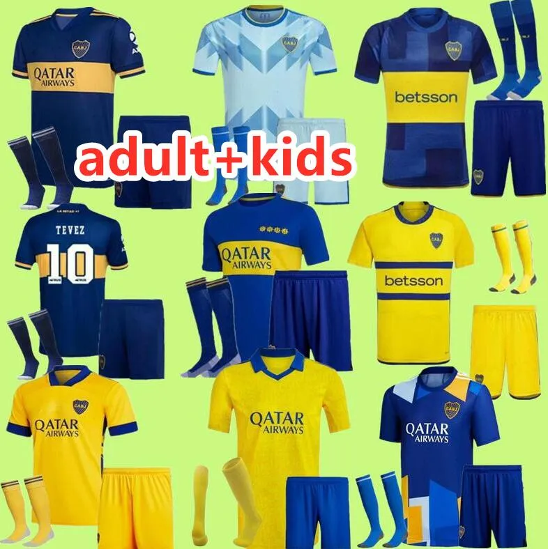 Boca Juniors Soccer Jerseys 23 24 Carlitos Retro Maradona Tevez de Rossi 2023 2024 Hem Away Third Thailand Football Shirt Vuxen Kids Set Uniform