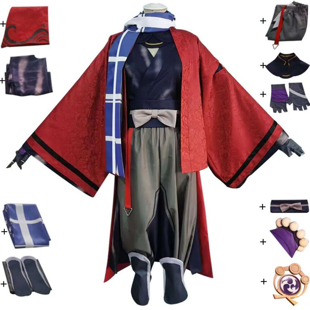 Cosplay Anime jeu Genshin Impact Kaedehara Kazuha ami Tomo Tomokazu Cosplay Costume Inazuma femme homme rouge Kimono Halloween Costume accessoire