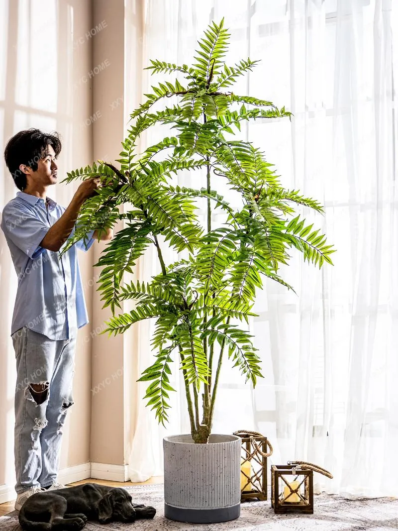 Dekorativa blommor konstgjorda toona sinensis växt bonsai grönska landskap dekoration inomhus vardagsrum falska träd