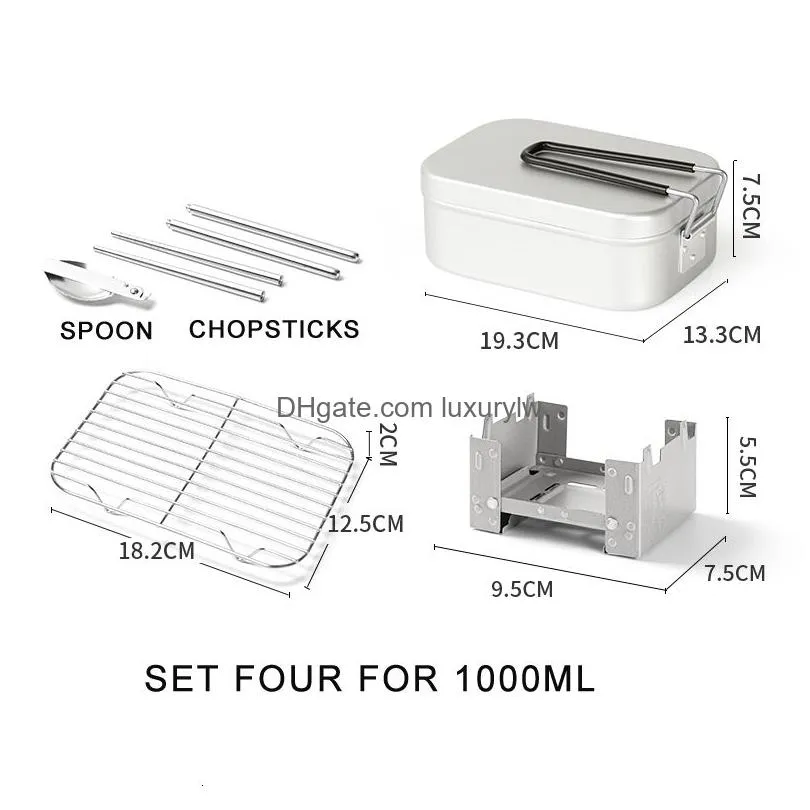 Acampamento cozinha acampamento cozinha liga de alumínio lancheira inoxidável piquenique ourdoor jantar balde viagem cam comida conter brefast armazenamento jantar dho1a