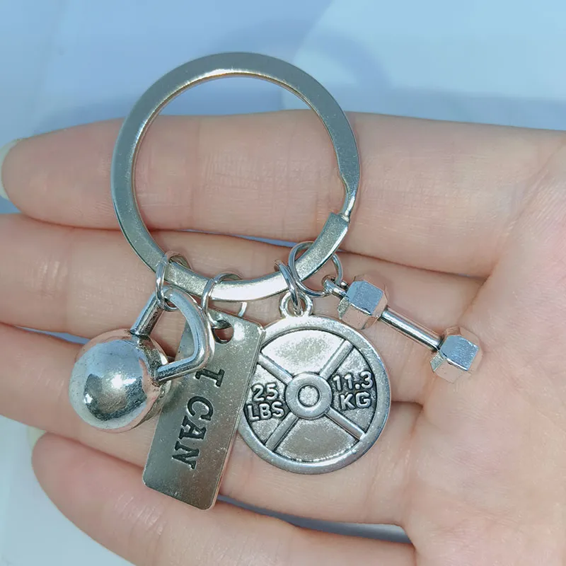 Mode Barbell Dumbell Kettlebell Strength träning Keyring Fitness Yoga Gym Friendship Keyring