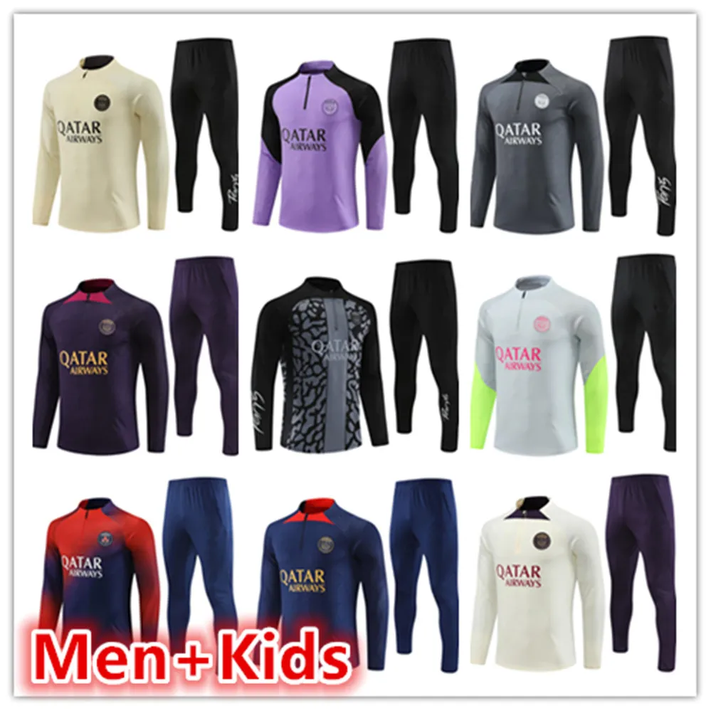 Paris Tracksuit Set 2023 2024 MBAPPE Kids and Men 22 23 24 PSGE SZKOLENIE SZKOLENIE DŁUGO SOCK Piłka nożna Ketsey Kit mundur Chandal Chandal Boys Fan Player Wersja