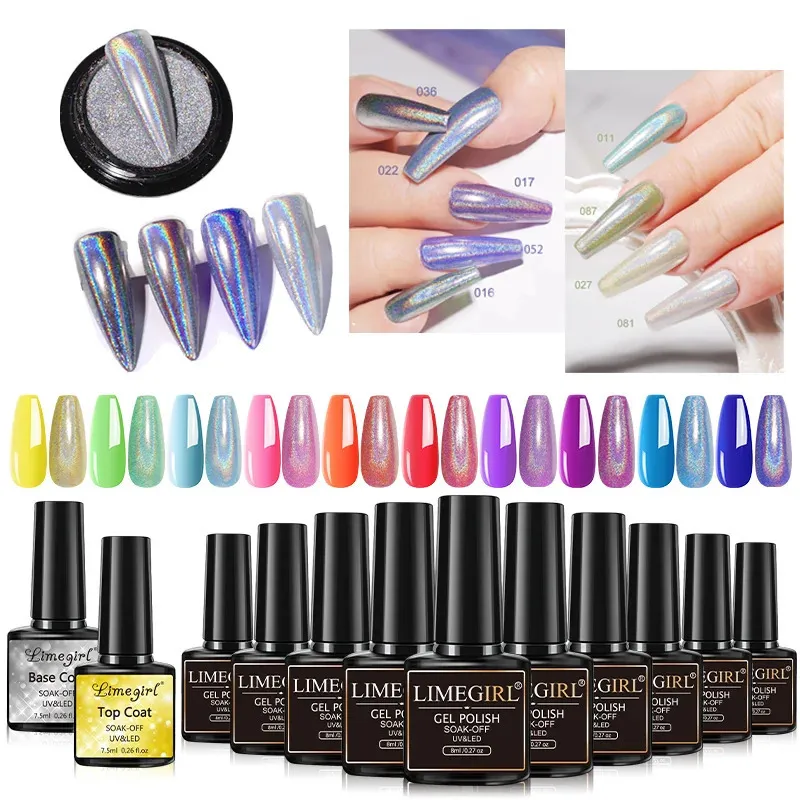 Kits d'art d'ongle Limegirl Gel Polish Set Vernis hybride semi-permanent Lampe UV absorbable pour manucure 231013