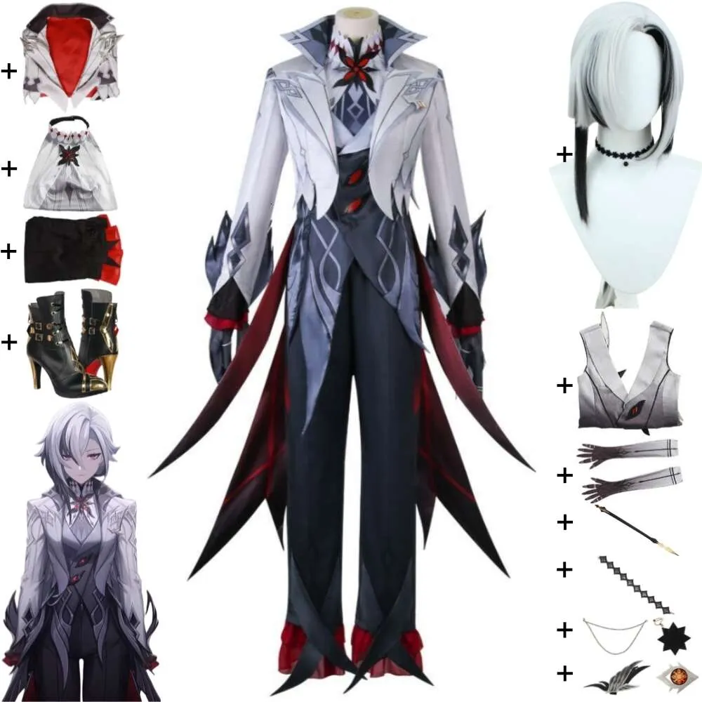 Costume de Cosplay Genshin Impact Arlecchino The Knave Otets, perruque, chaussures Anime Snezhnaya Fatui Fontaine, uniforme, Costume d'halloween