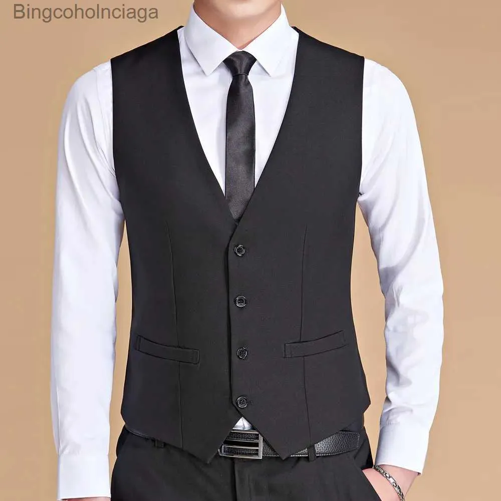 Men's Vests Vest Men 2022 New Fashion Casual High Quality Solid Color Single Breasted Slim Large Size Business Vest Waistcoat MenL231014