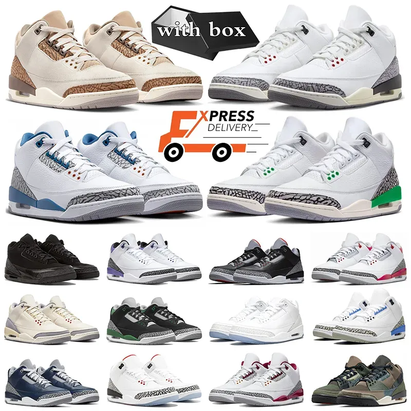 24h Shipping Jumpman 3 män basketskor 3s palomino Wizards White Cement Reimagined Fire Red Neapolitan Pine Green Womens Sneakers Trainers Sports Sport