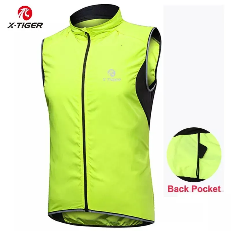 Cykeljackor X-Tiger Cycling Jacket Windproect MTB Bike Jacket Vest Outdoor Cycling Windbreaker ärmlös Rainproof Reflective Bike Clothing 231013