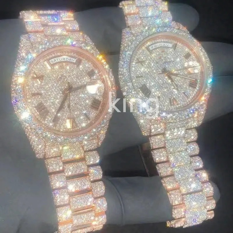 Luxury Iced Out Moissanite Diamond Mens Automatic Watch with