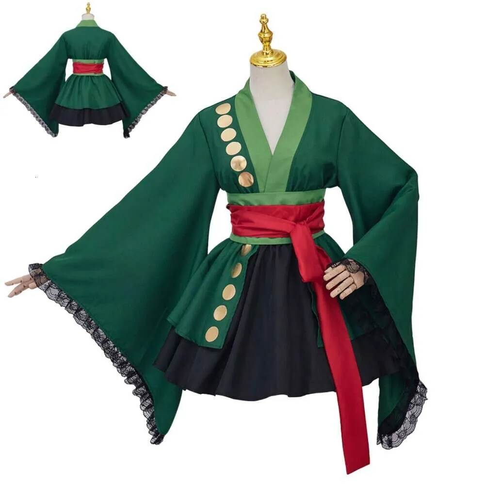 Cosplay Anime Roronoa Zoro Cosplay Costume Sexy Woman Green Kimono Maid Main