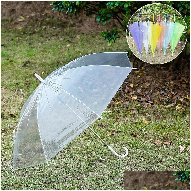 Umbrellas Transparent Clear Umbrella Dance Performance Long Handle Rainbow Evc Beach Wedding Self-Opening For Men Women Kid Homefavor Dhxgj