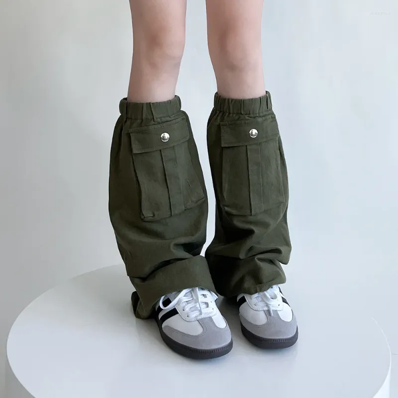 Vrouwen Sokken Punk Denim Stof Vintage Harajuku Covers Met Pocket Gothic Y2K Warme Boot Manchetten Sok