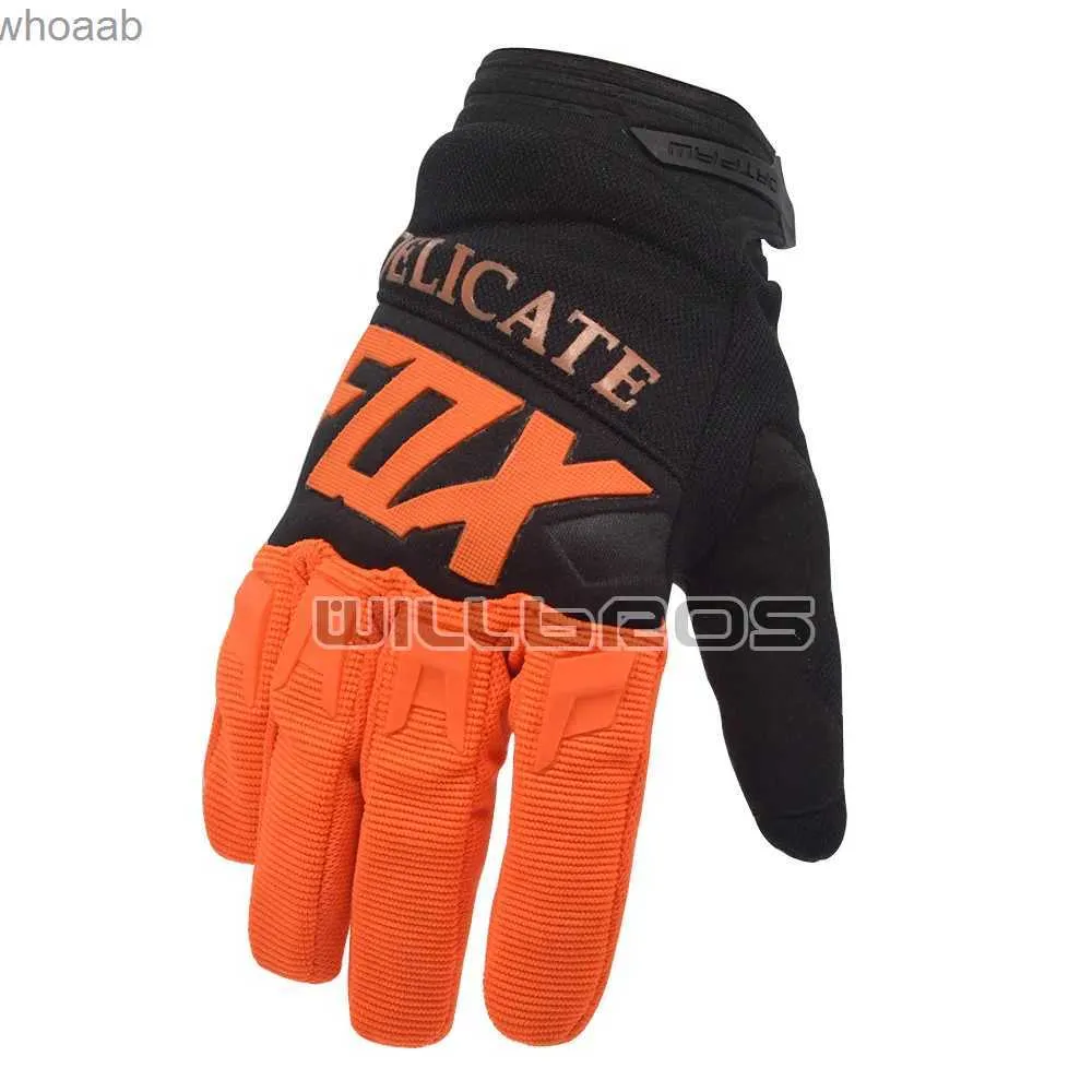 Fem fingrar handskar gratis frakt känsliga rävhandskar Motorcykel Motocross Enduro Mountain Bicycle Offroad Cycling Black Orange Gloves YQ231014
