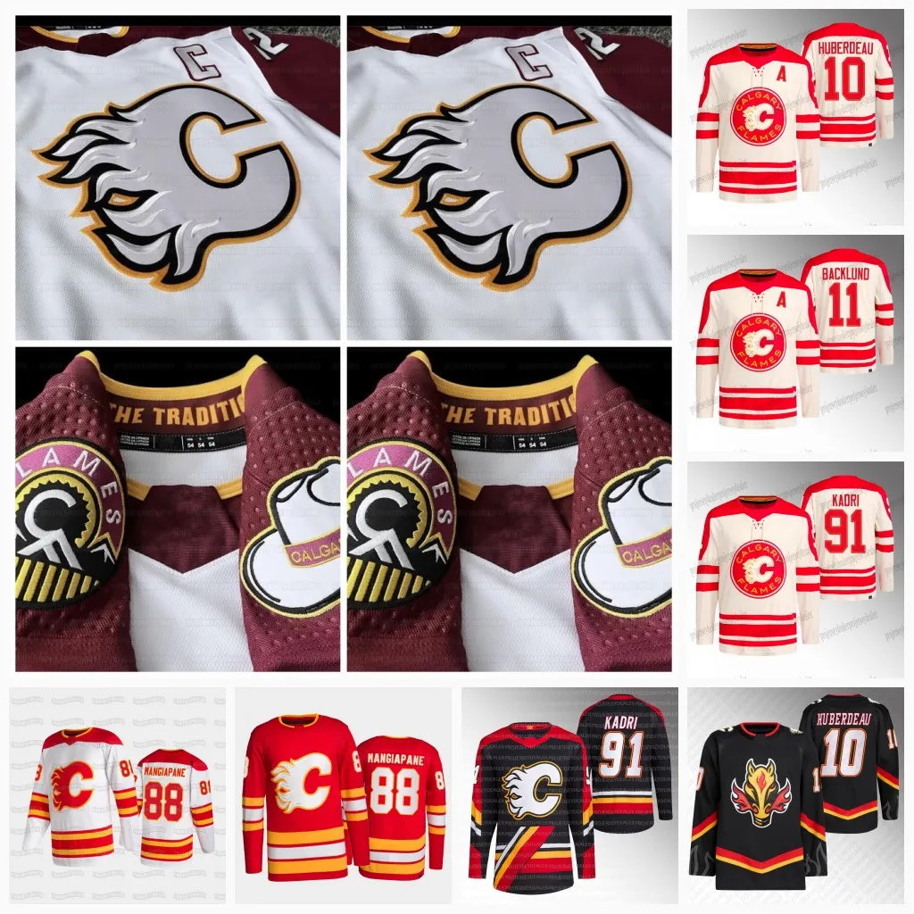 Calgary 10 Jonathan Huberdeau 2023 24 Maglia Third Flames Nazem Kadri Elias Lindholm Andrew Mangiapane Hanifin Jacob Markstrom Backlund Sharangovich