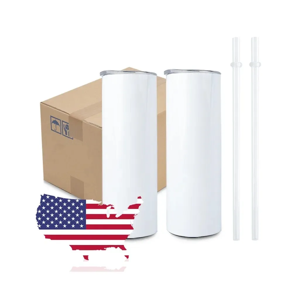 US/CA Stocked 25pcs/Pack 20oz Sublimation Tumbler Straight Blanks Stainless Steel Double Wall Vacuum Insulation Car Mugs