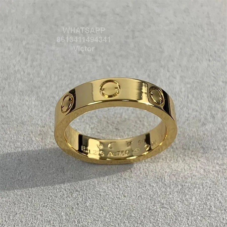 Love Ring v Gold 18K 3 6 mm nigdy nie zniknie wąskiego pierścienia bez diamentów luksusowe marki oficjalne reprodukcje z bokiem Coupl2706