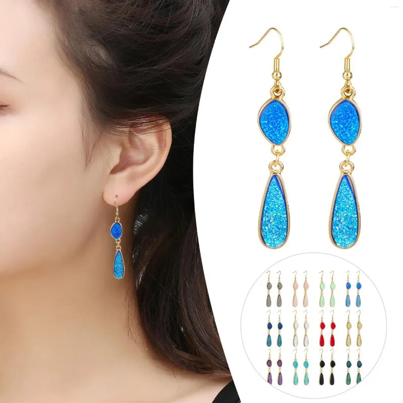 Hoop Earrings Selling Fashion Personalized From Europe And America Irregular Versatile Long Water Droplet Shaped Resin