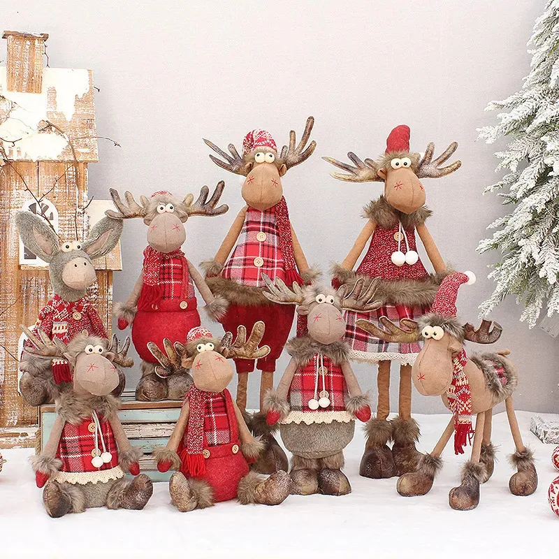 Christmas Decorations Red Fabric Retractable Standing 35cm Sitting Posture David's Deer Doll Decoration 231013