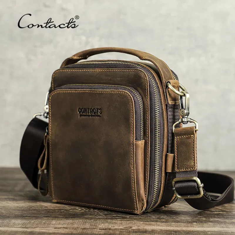 Torby wieczorowe Mężczyźni Mała torba na ramię Oryginalna skórzana posłańca crossbody za 83 '' iPad Mini Vintage Designer torebka Bolso Mężczyzna 231013