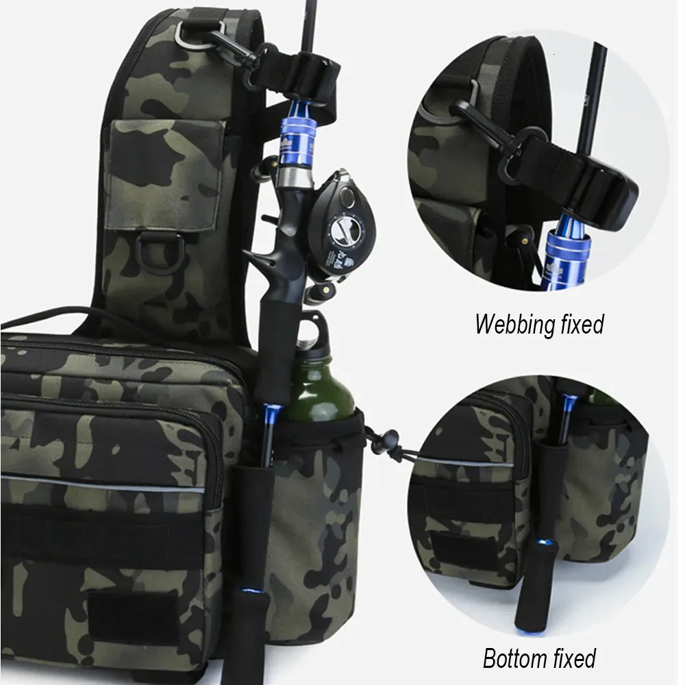 Mens Fishing Tackle Bag Single Shoulder Crossbody Waist Pack For