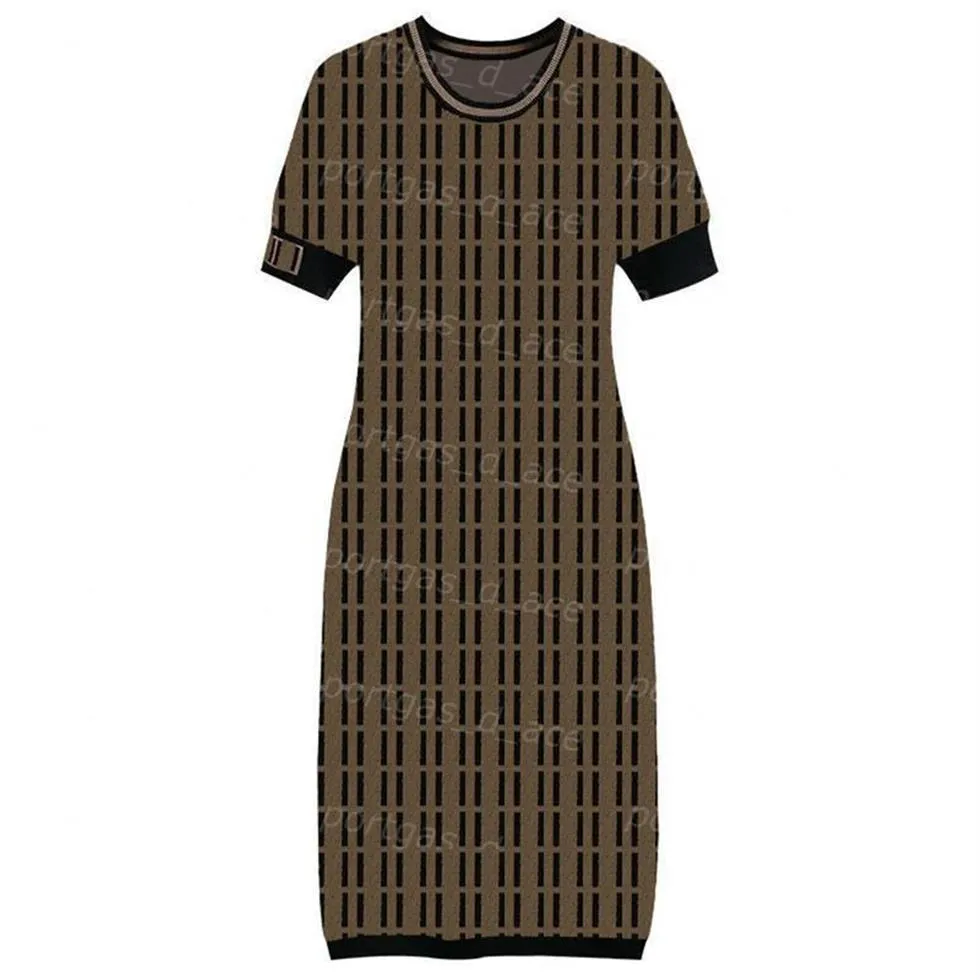 Robe d'été en tricot avec lettres, manches courtes, couverture des hanches, Style de rue, robes tricotées pour vacances, 219Y