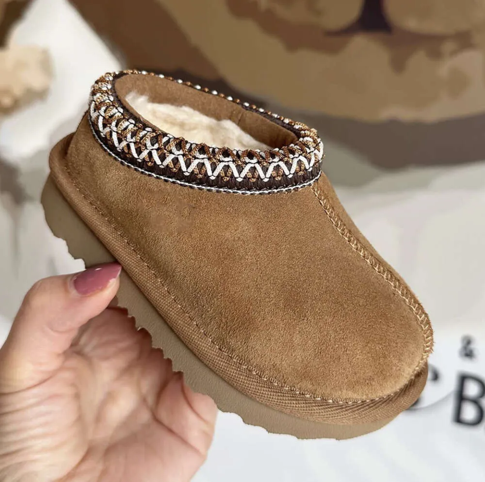 Criança Tasman II Chinelos Tazz Sapatos de bebê Crianças Pele de Castanha Slides Pele de Carneiro Shearling Clássico Ultra Mini Bota Mules de Inverno Slip-on Lã Little Big632