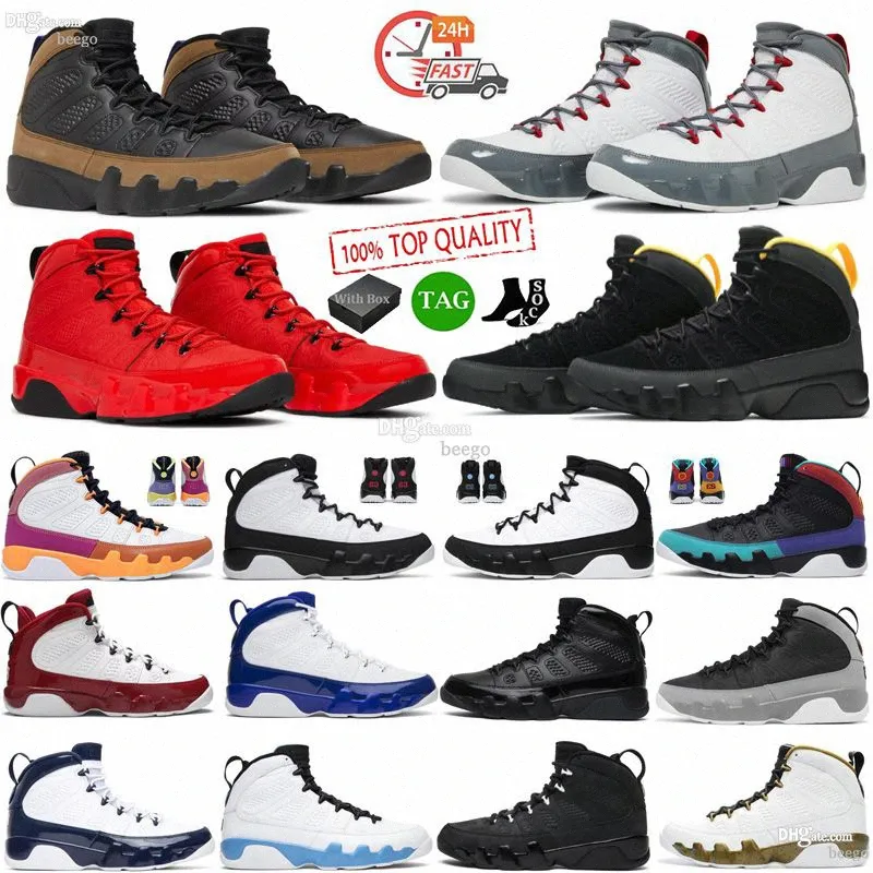 Jumpman 9 homens sapatos de basquete 9s Countdown Pack Chile Fire Red University Gold Powder Blue homens treinadores tênis shoeYsQ3 #