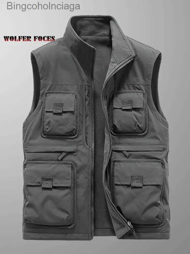 Gilet da uomo Gilet da lavoro da uomo UOMO Abbigliamento da pesca Cappotto invernale Giacca senza maniche Spedizione gratuita Gilet di jeans Caccia Giacche a rete lti-pocketL231014