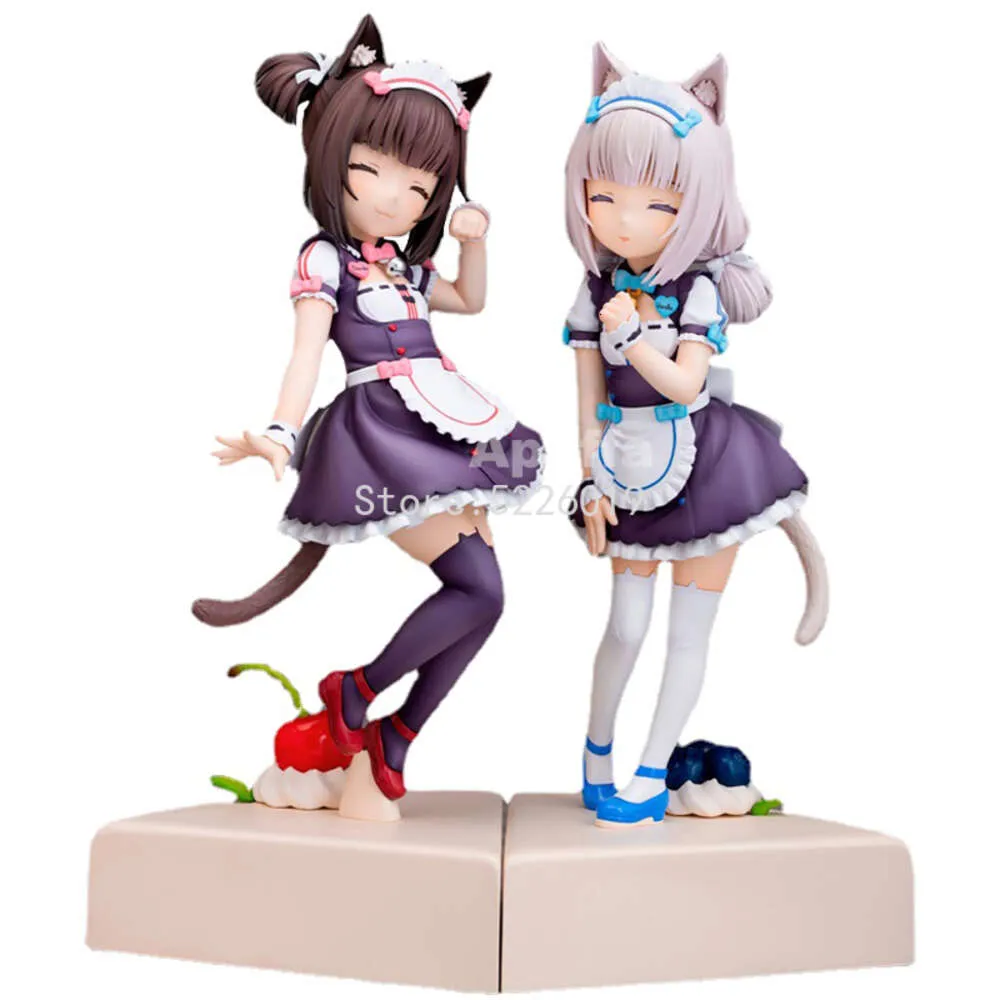 Finger Toys 21cm Plum Nekopara Anime Figure Chocola Vanilla Action Figure Nekopara Pretty Kitty Style Figurine Adult Collection Model Doll