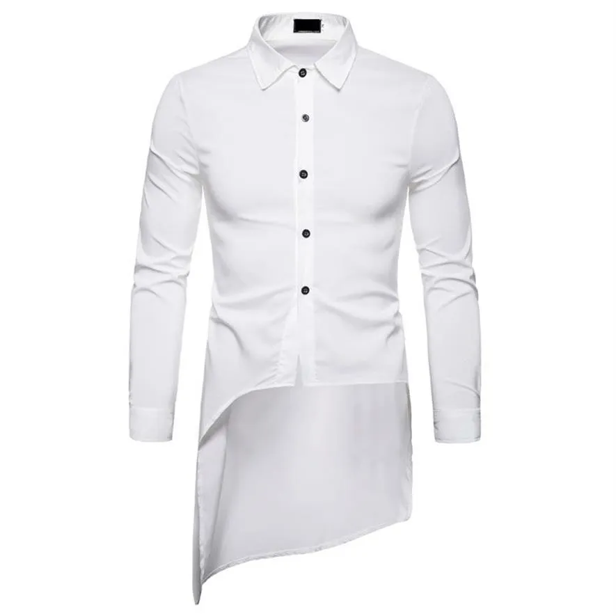 Herrklänningskjortor långärmad solida män sväljer svansen design man skjorta modi camisas blusa masculina klassisk roupas325o
