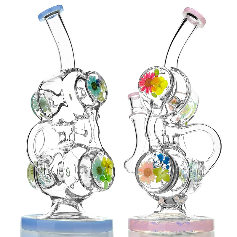 recycler thick Glass Water Bongs Smoking pipe Heady Dab Bong Water Pipes Colored Perc 14mm joint Girl Glass Water Smoking Girly Bongs