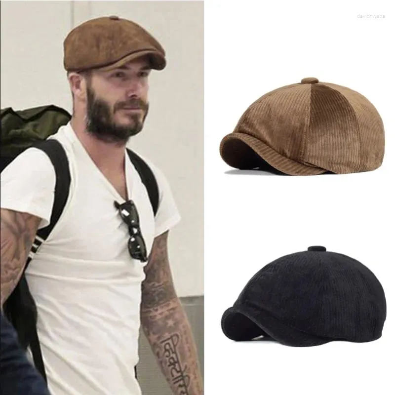 Berretti unisex piatto berretto di velluto a coste caldo primavera autunno berretti sboy uomo donna cappello ottagonale per uomo cappelli a righe retrò gorras