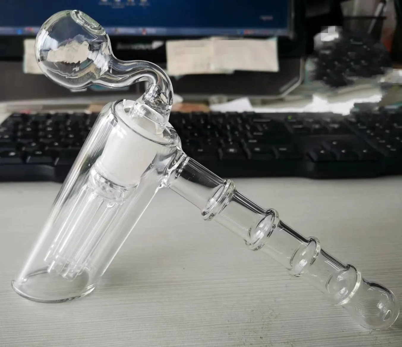 100% Real Image Glass Bongs Water Pipes hammer 6 Arm perc recglass percolator bubbler Oil Rigs Glass Bongs pipes tobacco pipe recycler Glass