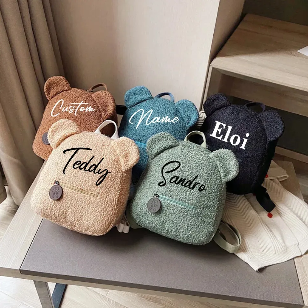Plecaki spersonalizowane niedźwiedź niestandardowe nazwa Portable Dzieci Zakupy Travel Rucksack's Cute w kształcie plecaka na ramię 231013