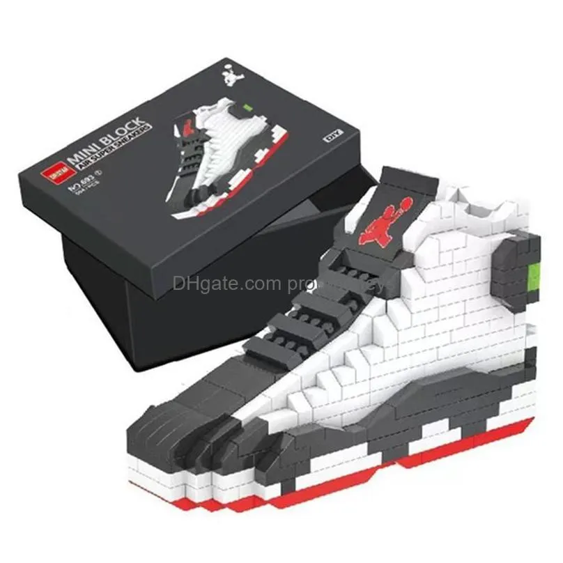 Blocks Diy Mini Building Block Boys Sport Basketball Shoes Sneakers Model Biding Bricks Toys Assembly For Blocks Toy Kids Toys Gifts B Dhncm