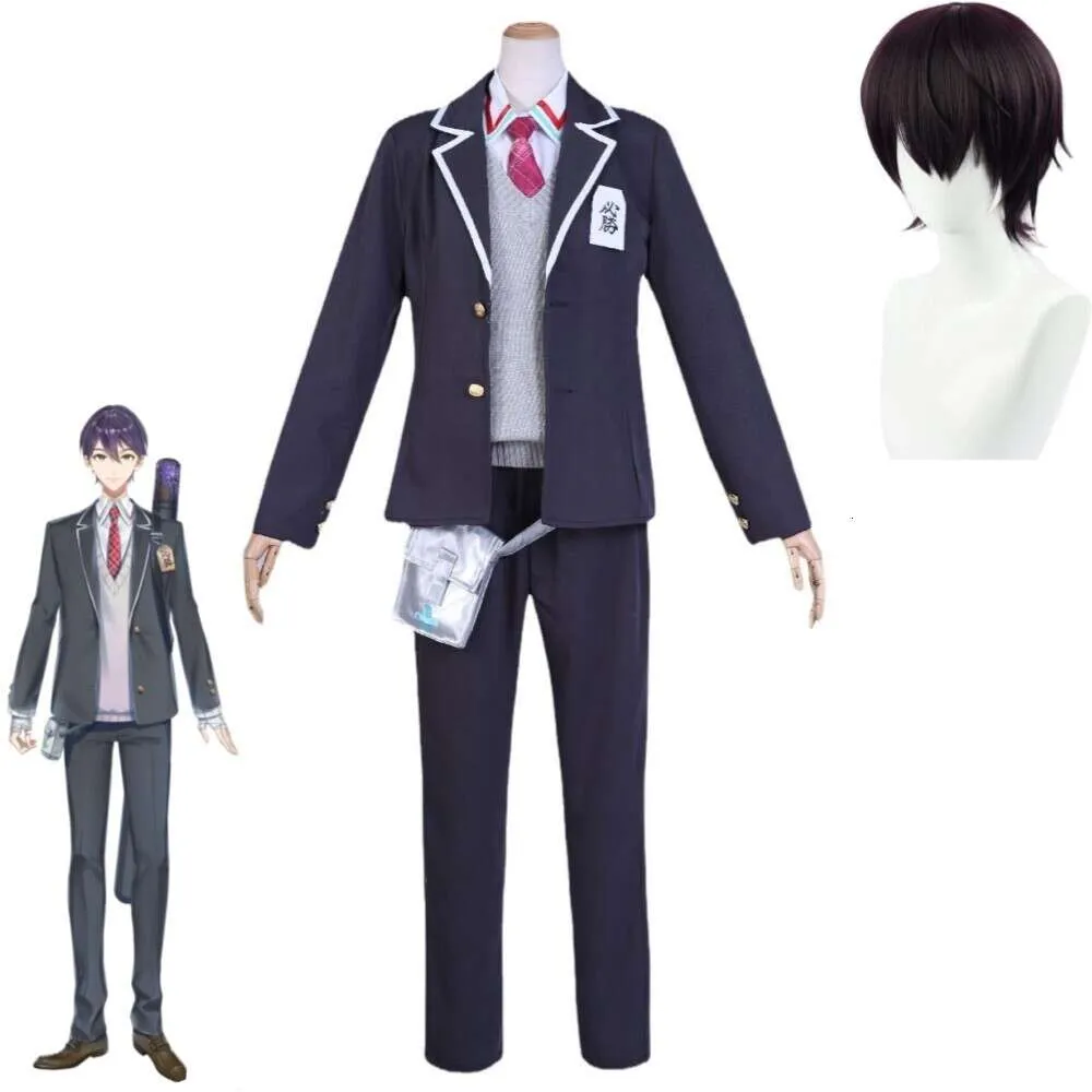 Cosplay Youtuber Vtuber Nijisanji Kenmochi Toya Cosplay Costume Wig Anime Man Woman School Uniform Halloween Carnival Party Suit