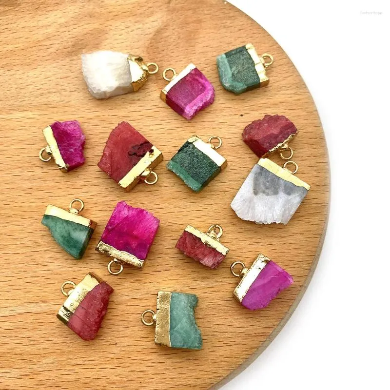 Hänge halsband 2st/pack natursten kristall charms oregelbundna form hänger diy för att göra halsband örhängen 4 färger 9x13-16x20mm