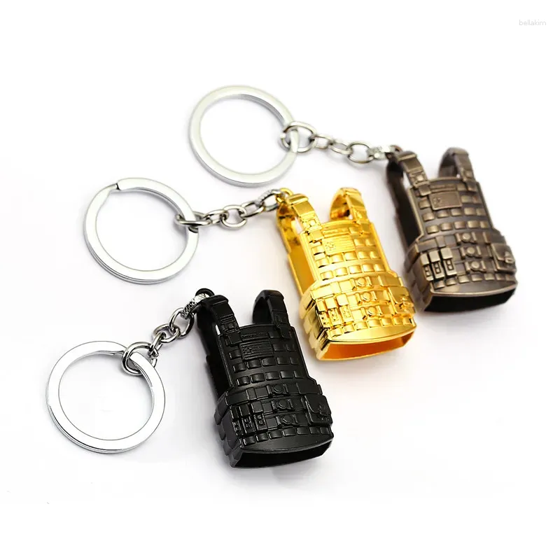 Keychains Game PUBG Level 3 Body Armor Keychain Small Size Vest Metal Key Chain Ring Holder Porte Clef Men Gift SMEEXKE