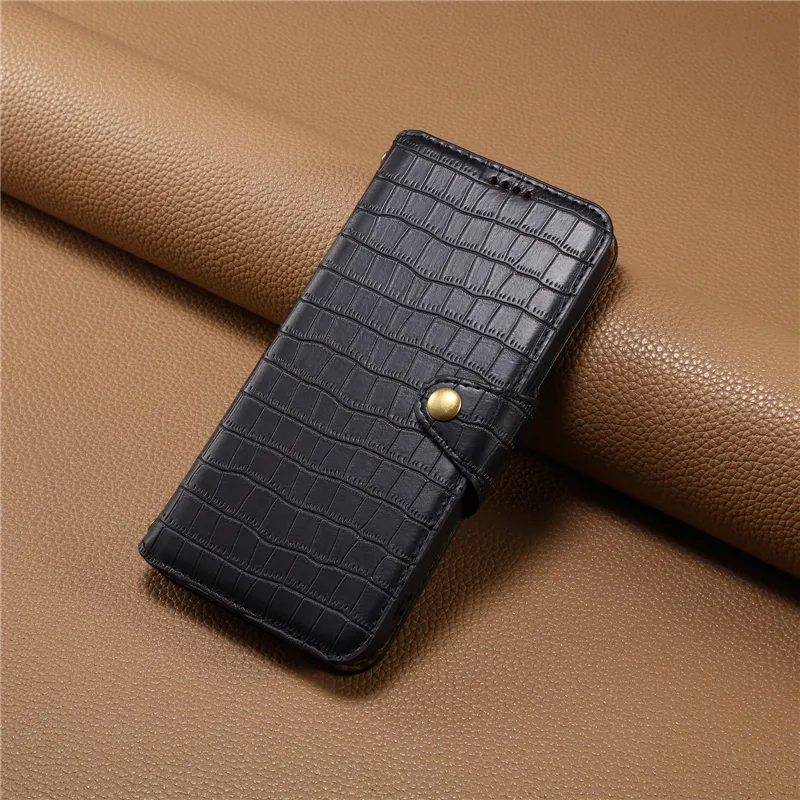 Folio Crocodile Grain Phone Case för iPhone 15 Plus 14 13 12 Pro Max Samsung Galaxy S23 Ultra A24 Google Pixel 7 7Pro 7a 8 8Pro 6 6A 6Pro Dual Card Slots Wallet Bracket Shell