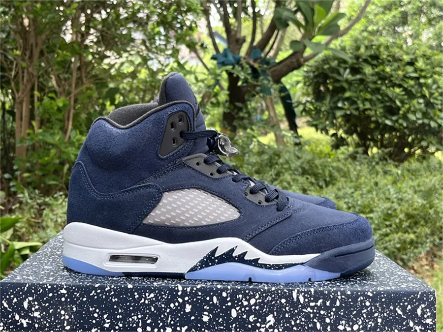 Georgetown 5s Navy Basketball Shoes Authentic Midnight Navy Blue