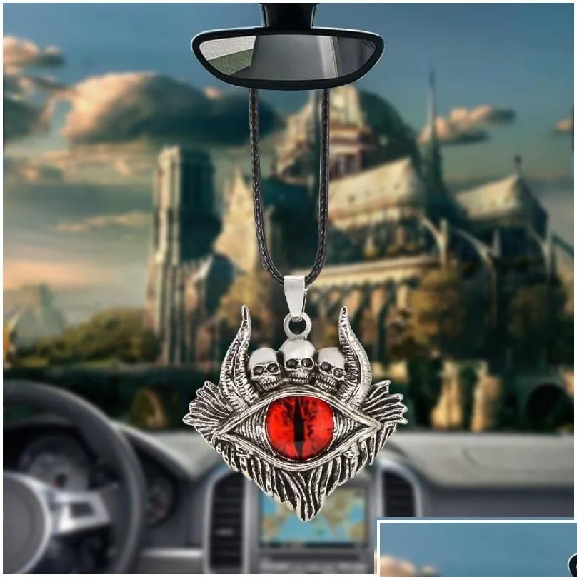 Interior Decorations Creative Car Pendant The Eye Of Satan Rearview Mirror Decoration Hanging Ornaments Mobiles Cars Accessories Dro Dhysv