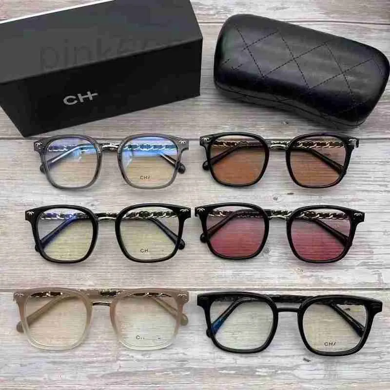 Gafas de sol de moda Marcos Diseñador Nuevo Mismo CH0769 Cadena Caja grande Negro Llanura Placa de anteojos Prevención de miopía Luz azul Pareja IOCT