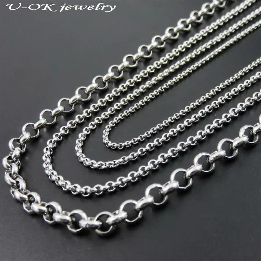 2 2 5 3 6mm Wide Silver Tone Stainless Steel Rolo Chain Necklace For Man & Women Fashion Locket Chains Stainless Steel Jewelry185O