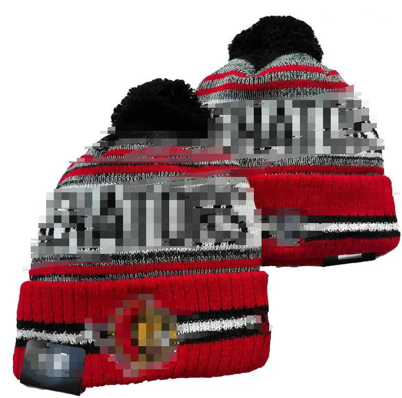 Hommes tricotés à revers Pom Ottawa chapeaux Sport tricot chapeau rayé côté laine chaud Baseball bonnets casquette pour les femmes
