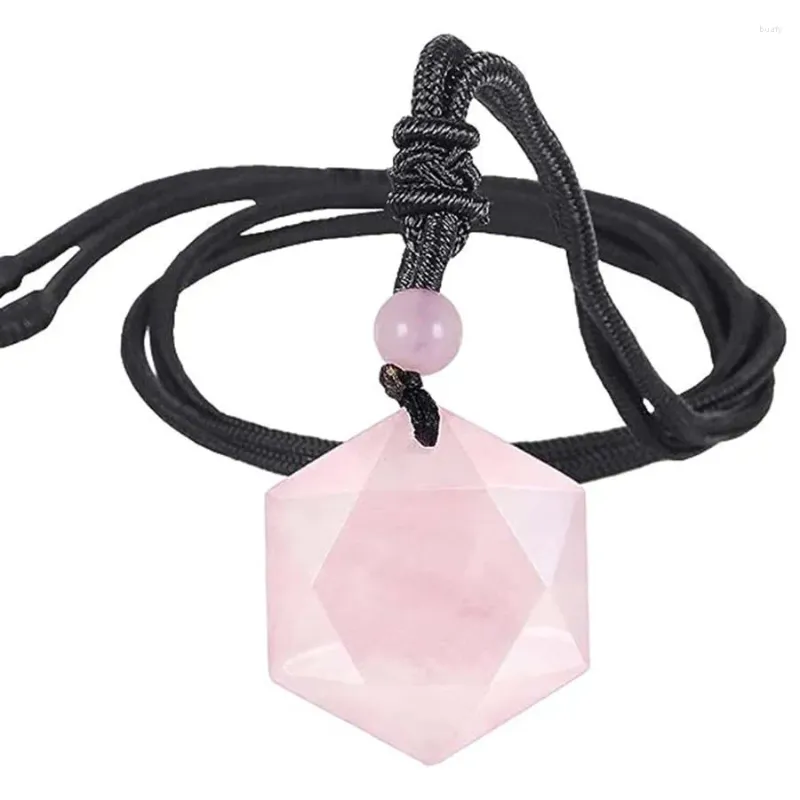 Hangertjes kettingen Natuursteen Hexagram Amethist Kristal Roze Roze Kwarts Reiki Ster David Agaat Gevlochten Touw Verstelbare Ketting Sieraden