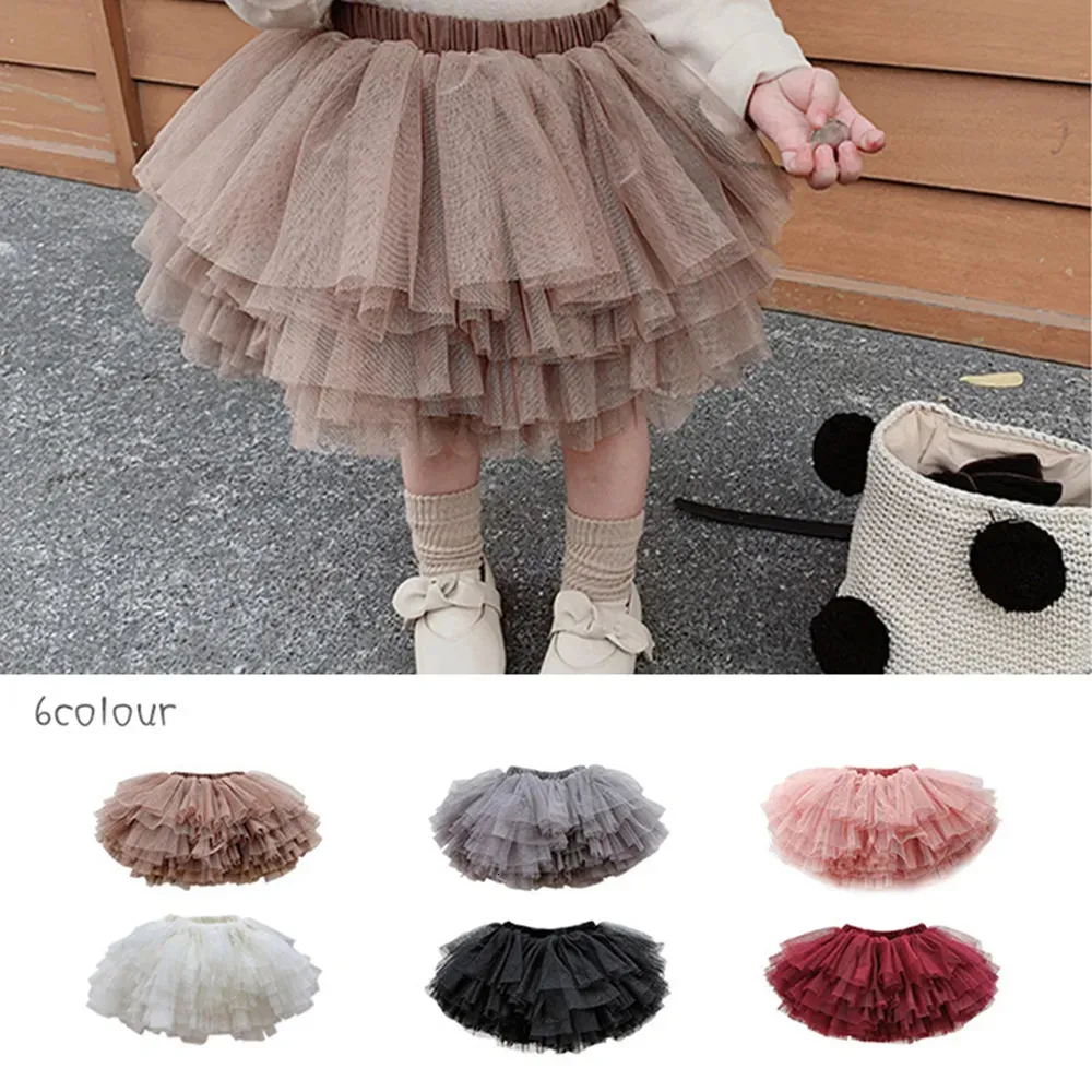 Jupes Bébé fille marron Tutu ski Super moelleux 6 couches pettiskirt princesse Ballet danse ski enfants Tulle ski enfants vêtements de noël 231013