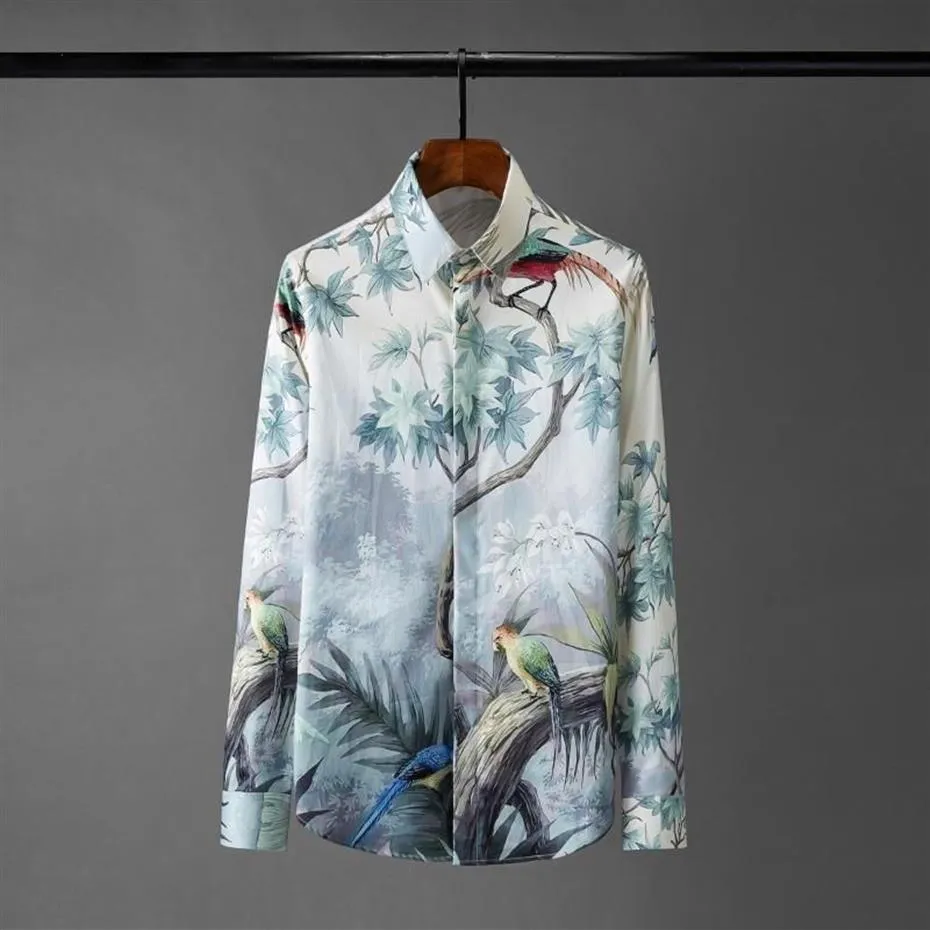 Minglu Mens Shirts Luxury Digital All Printed Lengeve Party Mensドレスシャツプラスサイズ4xlファッションスリムカジュアルマン323g