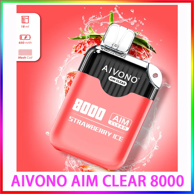 Original AIVONO AIM CLEAR 8000 PULDS VAPES Disponibla elektroniska cigaretter Vape 18 ml Förfylld POD 0% 2% 5% 650mAh Uppladdningsbar VAPE PEN CRAZVAPES