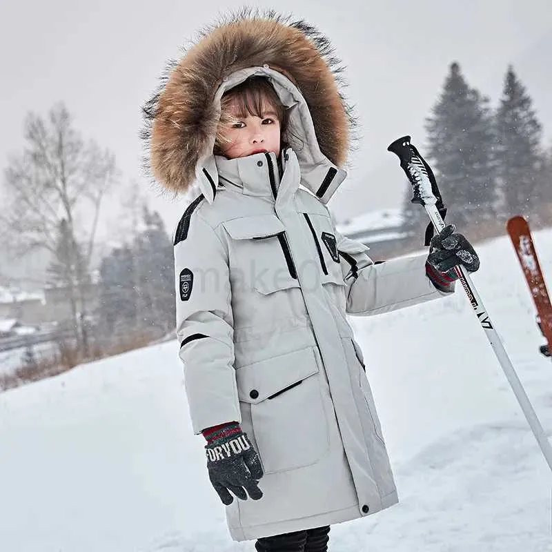 OLEKID -30 degrés russe hiver garçons doudoune à capuche col de fourrure filles manteau d'hiver 5-14 ans enfants adolescents neige vêtements d'extérieur J231013