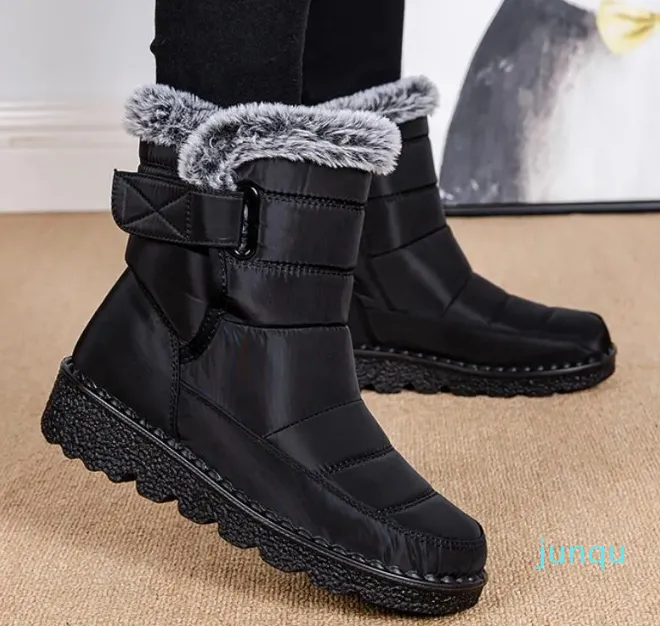 Pele estilo coreano cor sólida quente neve casual cabeça redonda sapatos leves botas plataforma mujer