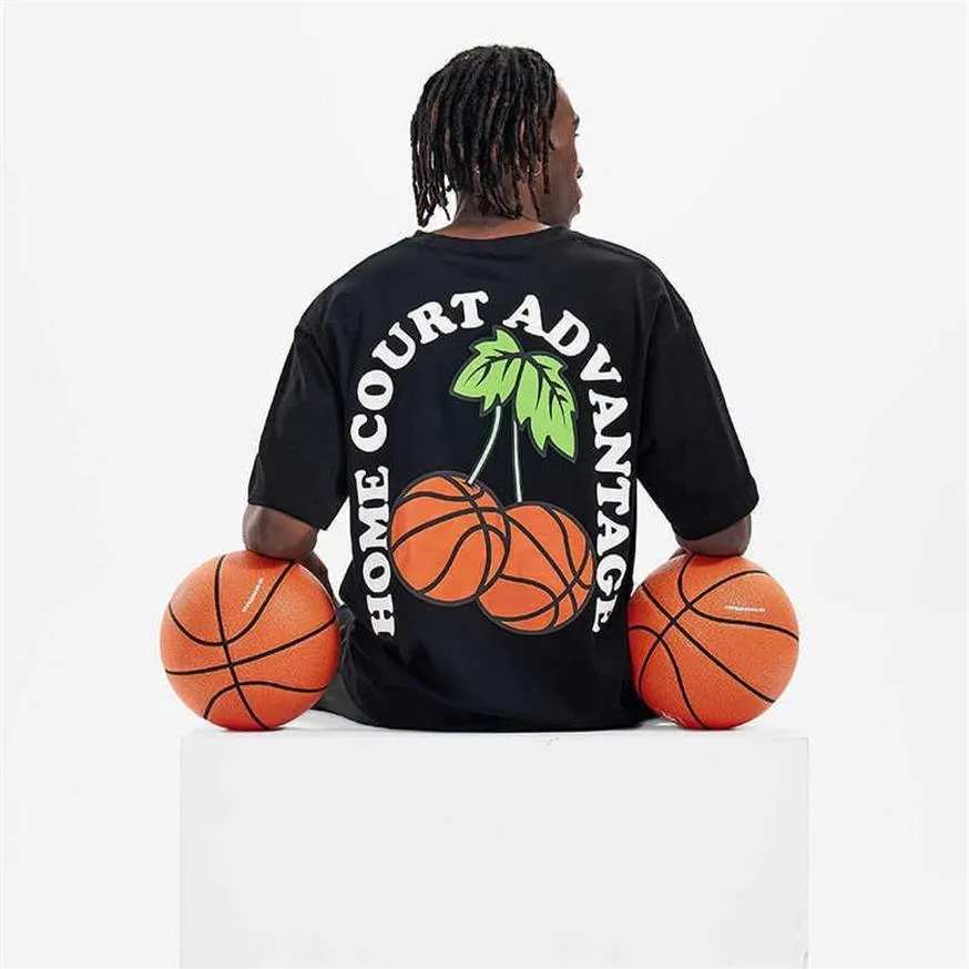 T-shirts pour hommes UH Cherry Sourire Visage Manches courtes Street Loose Basketball Tee Shirt de tir T2303073293